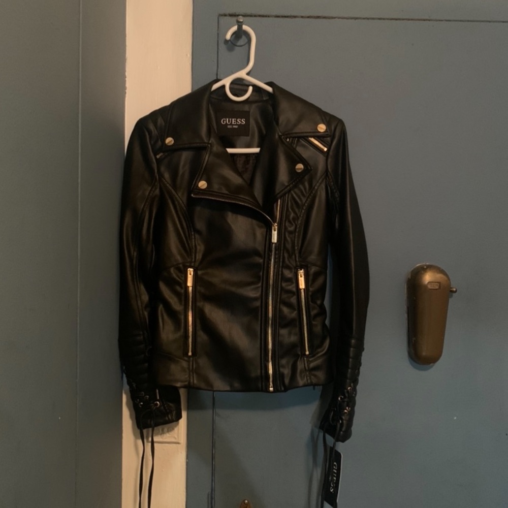 Guess leather jacket size xs